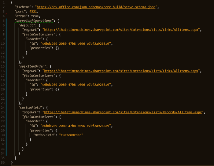 custom serveConfigurations