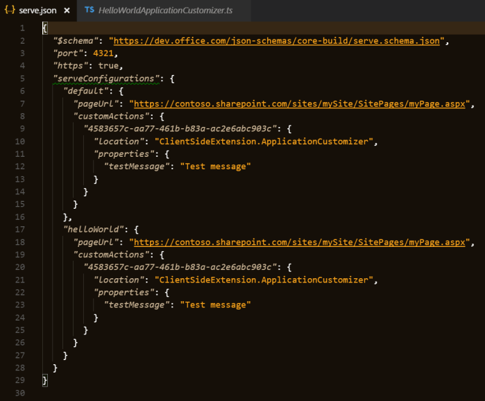 Default serveConfigurations